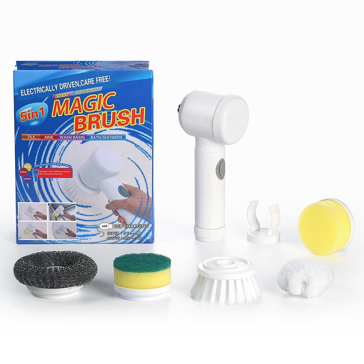 

Electric Spin Scrubber Rechargeable with 5 Replaceable Brush Head Bathtub Tile Professional Cleaning Brush Bathroom Kitchen Tool белый