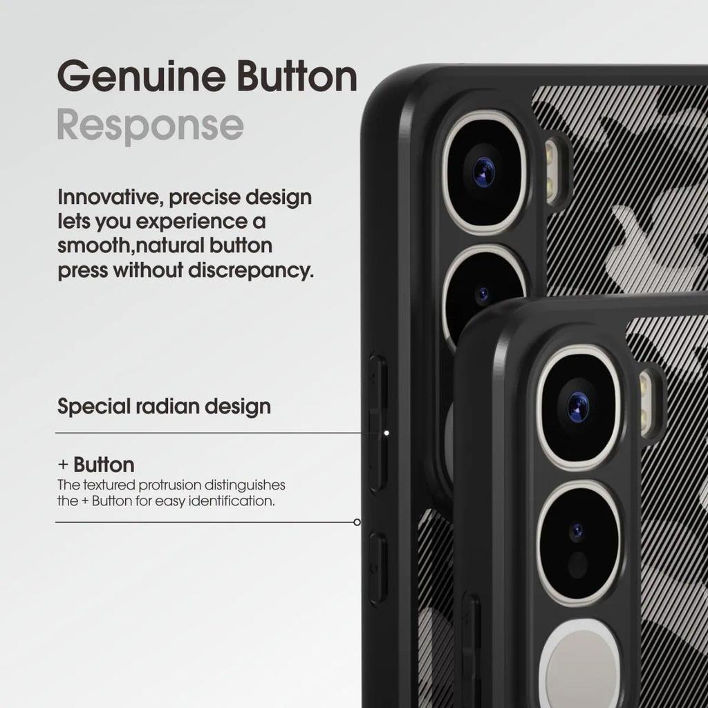 (Comes with Wrist strap)IBMRS for Vivo Y300 Case,Non-Yellowing Shockproof Phone Cover, Anti-Scratch Clear Back (Black Camo)