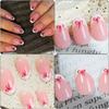24pcs Short Almond Press On Nail Artificial Nail Glossy Bows Designs French Tip Stick on Nail for a Stylish Look