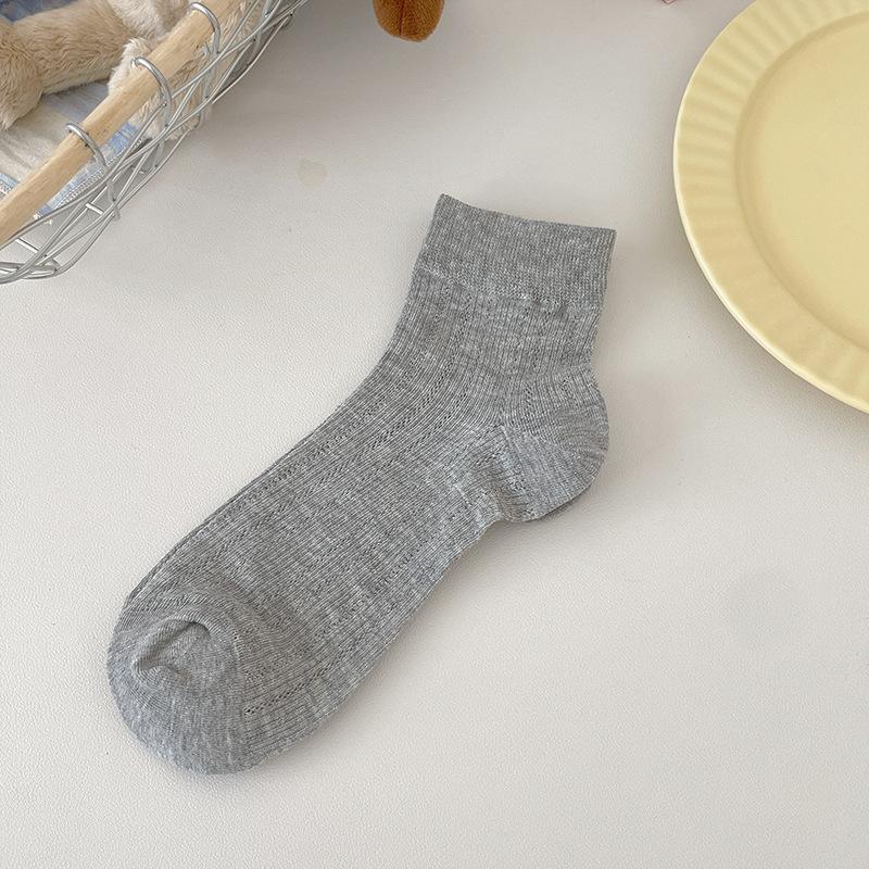 

Женские весенне-летние полые тонкие дышащие простые однотонные полосатые носки-сетка всех видов 1 pair серый