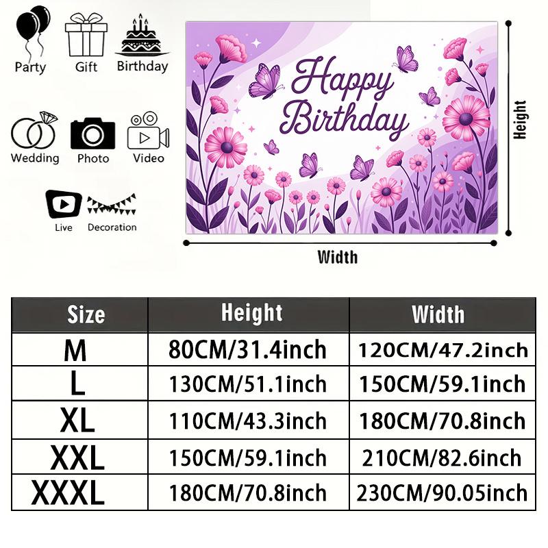 Party Backdrop Birthday Floral Purple Photo Booth Background Front Door Decor