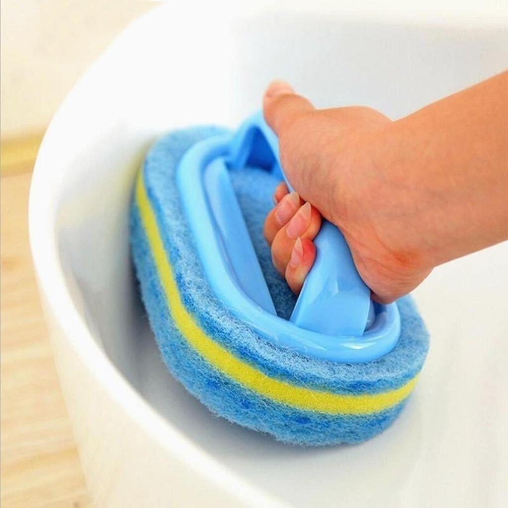 Flexible Plastic Sponge Cleaning Fibre Cotton Bathroom Bathtub Brush With Handle