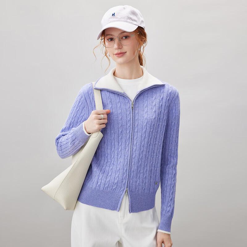 Comonboca Women's 100% Cashmere Zipper Cardigan