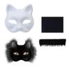 Tiermasken-Set Unbemalte Katzenmaske Halloween Cosplay Maske Maskerade Maske Handbemalte Füchsmaske mit Fell