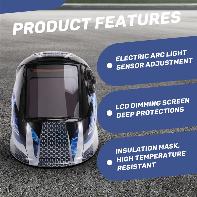 A96I-Welding Helmet Large View Welder Mask True-Color Lens For Arc Weld Grind Cut Welding Mask Power Auto Darkening