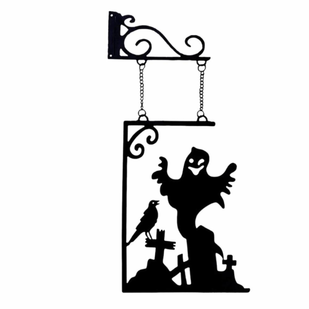 Vintage Halloween Hanging Sign Not Easy To Deform Witch Silhouette Ghost Pendant Party