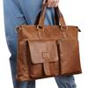 Men's Genuine Leather Business Briefcase 17-Inch Laptop Bag Horiztal Shoulder Cowhide Top Layer