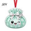Colorful Cartoon Pattern Decor 2D Acrylic Christmas Ornament, Cute Luck Bag Bun Hanging Decor, Seasonal Decorative Crafts Tree Pendant for Holiday