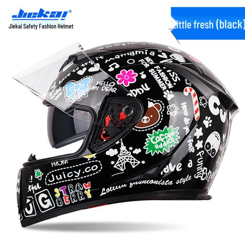 Jiekai Full Face Electric Motorcycle Helmet - Unisex, All-Season Racing Safety