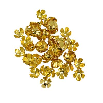 50 Stück 8 mm goldgefüllte 3D-Metallblumen-Abstandshalter-Perlenkappen zum Selbermachen von Schmuckstücken, Basteln