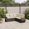 Vidaxl 5-Cz. Garden Furniture Set With Cushions, Brown, Poly Rattan
