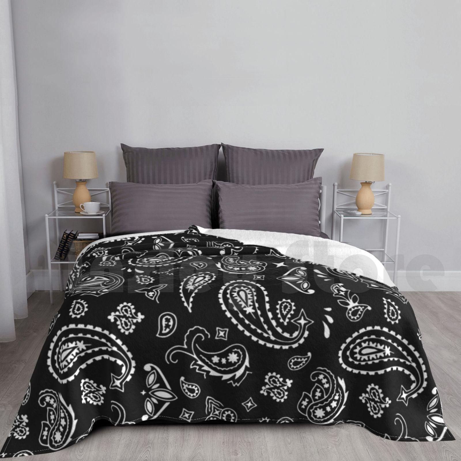 Bandana Blanket For Sofa Bed Travel Latino Gang Gang Bandana Cholo Paisley Paisley Pattern Bandana Pattern Size: 75*100cm, Weight: 230 GSM