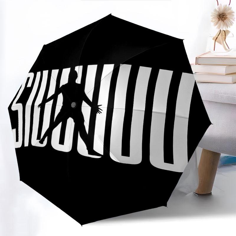 Cristiano Ronaldo pattern, automatic folding umbrella, portable and foldable design, 8 ribs, a Christmas or birthday gift.