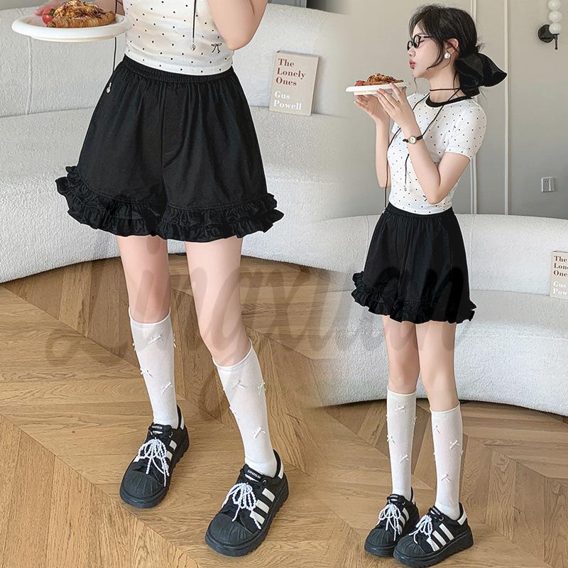 Women s Cotton Lace Trim Shorts - Summer 2026 Collection: Casual Elastic Waist Skirt-Style Shorts Extra Large чёрный