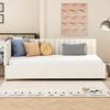 Low Daybed Upholstered Sofa Bed 90x200CM Slatted Frame Velvet Fabric Sleeping Couch Modern Grey Beige Living Room Single Day with Sponge Filling