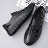 Fashion Designer New British-style Hollow Men's Loafers Fashion Thick-soled Shallow-mouth Slip-on Outdoor Hiking Leather Male Shoes