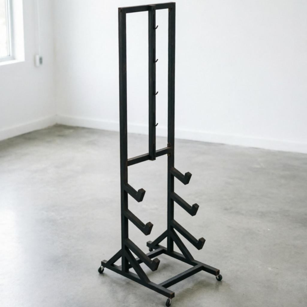 Lat Pulldown Handle Rack Easy to Organize Gym Accessory Organizer Mobile Wheels
