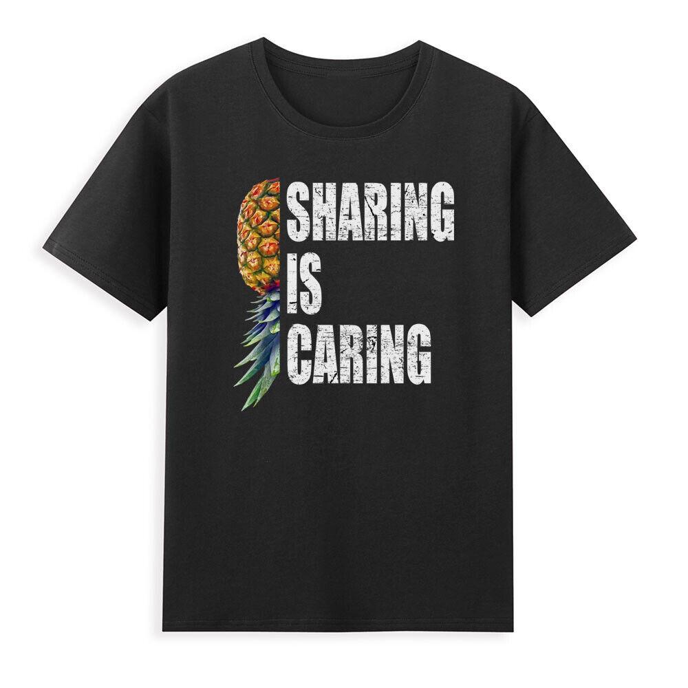 Sharing Is Caring Funny Upside Down Pineapple Swinger Meme Vintage Unisexs Tshirt S