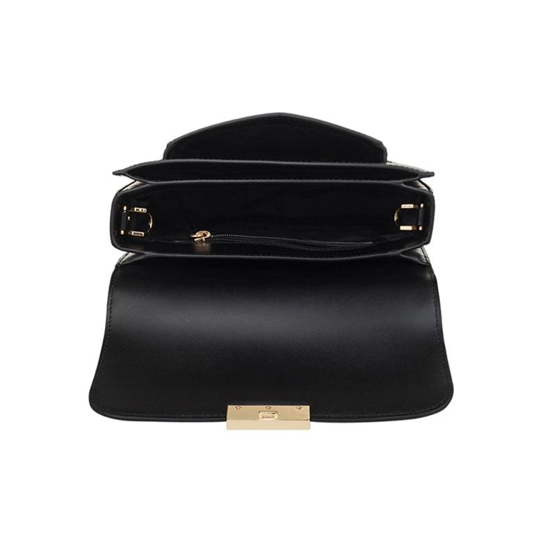 Michael Kors MK Sloan Vintage Flap Commuter Solid Color Gold Buckle Leather Camera Bag Crossbody Shoulder Bag Women Bags Black 30T7GS9L3L-BLACK