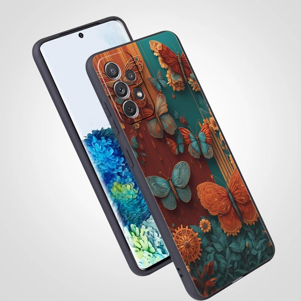 Fashionable Butterfly Flower Phone Case for Samsung Galaxy A55 A35 A17 A07 A15 A13 A25 A51 A71 A72 A73 A32 A52 A52S A41 Soft TPU