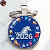 Round Metal Keychain Pendant Alloy Material with 2026 Horse Design Decorative Key Ring for Bag Car Keys Office Home Use