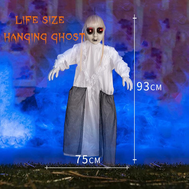 7 Styles Scary Halloween Decor Hanging Female Ghost Electric Voice Activated Pendant Horror Props for Haunted House Party