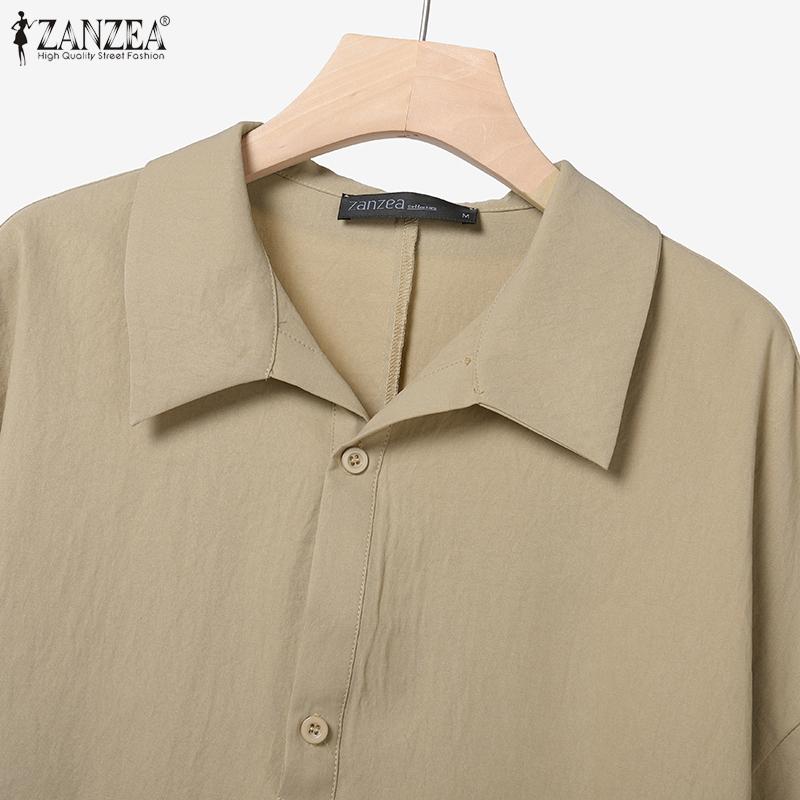 ZANZEA Women 3/4 Sleeve Blouse and Pants Casual Two Piece Suit Sets