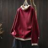 Women's Plus Size High Neck Patchwork Sweater - Winter Two-Piece Knitwear