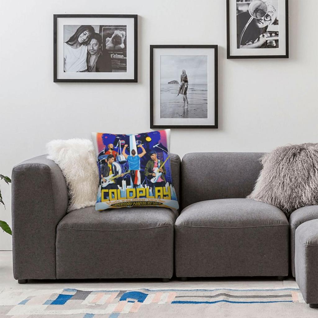 Coldplays Rock Band Pillowcase Soft Polyester Cushion Cover Gift Pillow Case Cover Chair Zippered 45*45cm
