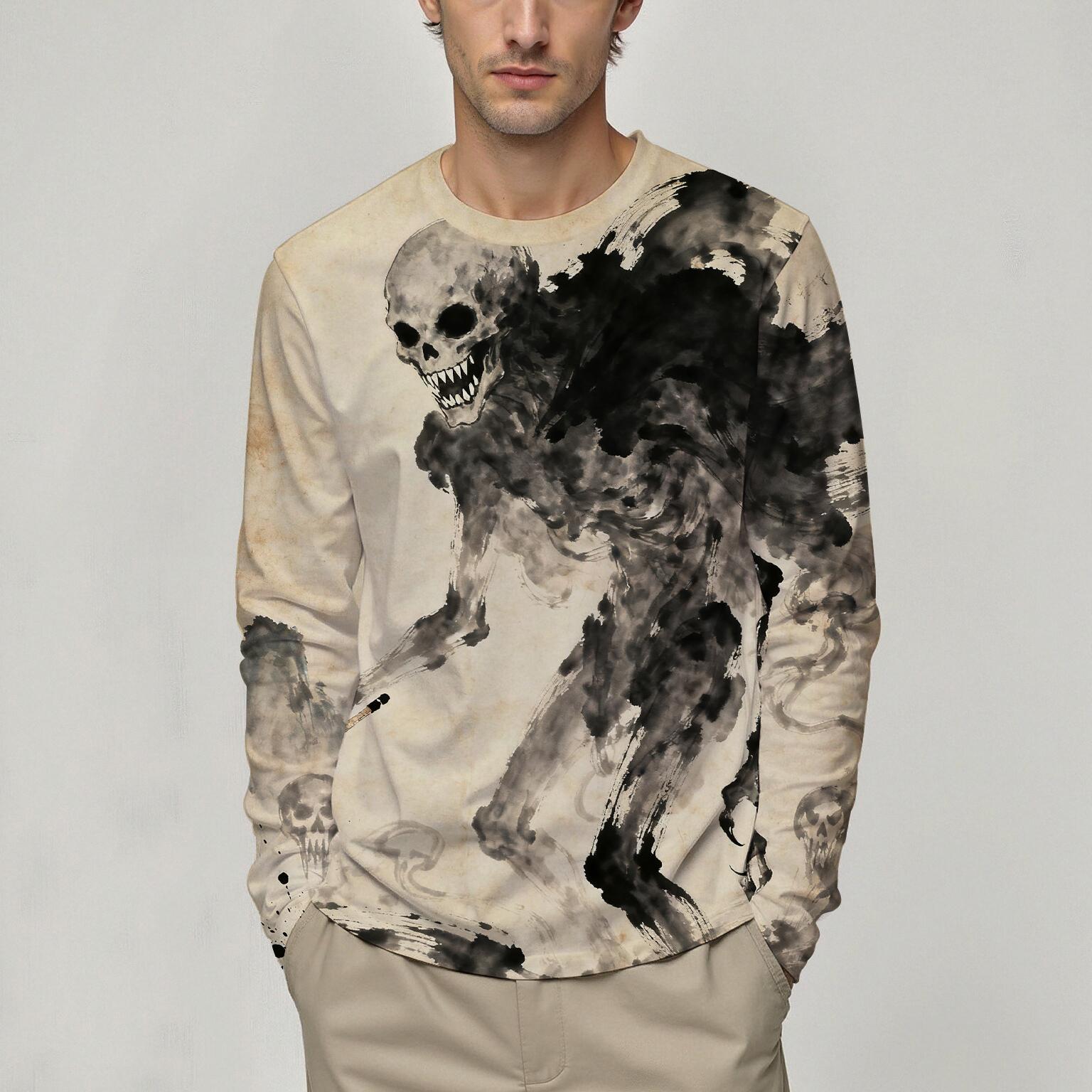 

Весенне-осенние футболки с круглым вырезом и 3D-принтом с графикой фантастических существ, модные повседневные мужские футболки с длинным рукавом 5XL