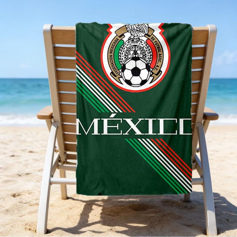 Mexico Football Team Emblem Printed Beach Towel, Super Soft Microfiber, Perfect Gift Birthday, for Pool, Beach, Travel, for Family and Friends