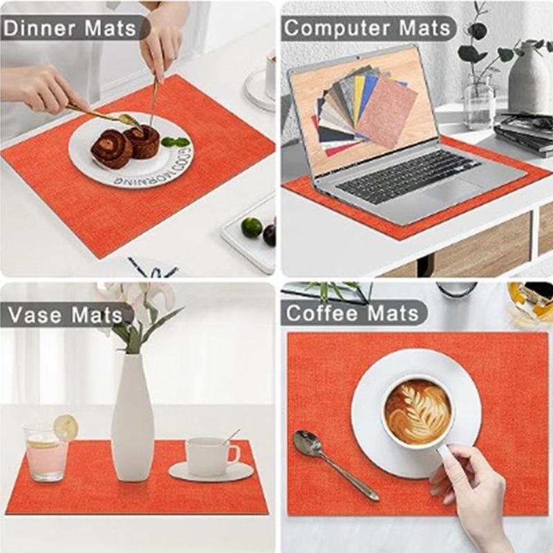  Double Side Leather Table Mats And Coasters Waterproof Nonslip Washable Placemat