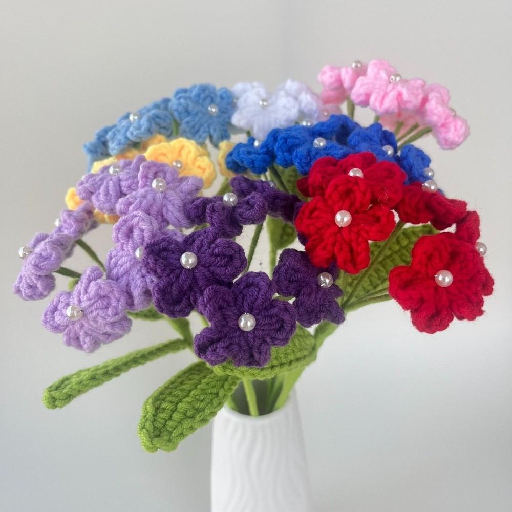 a Bundle of 6 Flowers Handmade Bouquet Artificial Knit Fake Flowers Home Decoration