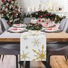 Labeol Snowflake Table Runner, 72x13 Inch White and Gold Christmas Table Runner for Christmas Party Kitchen Dinner Decor (Gold)