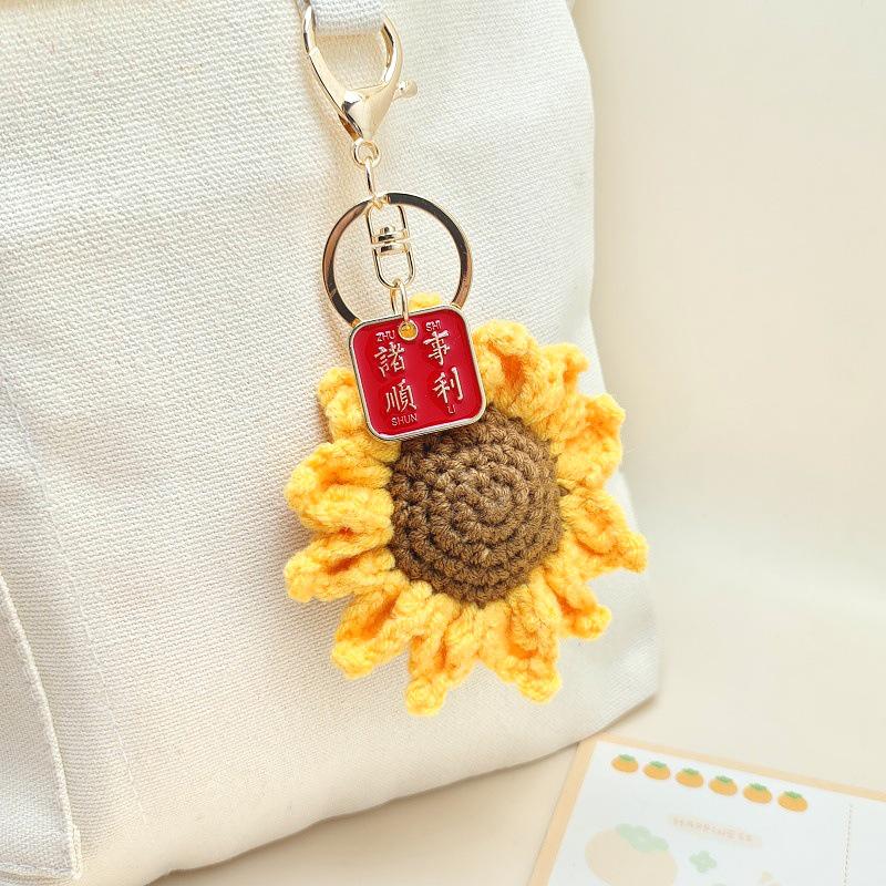 Handmade Crochet Fruit Keychain: Persimmon & Apple Pendant Souvenir Gift