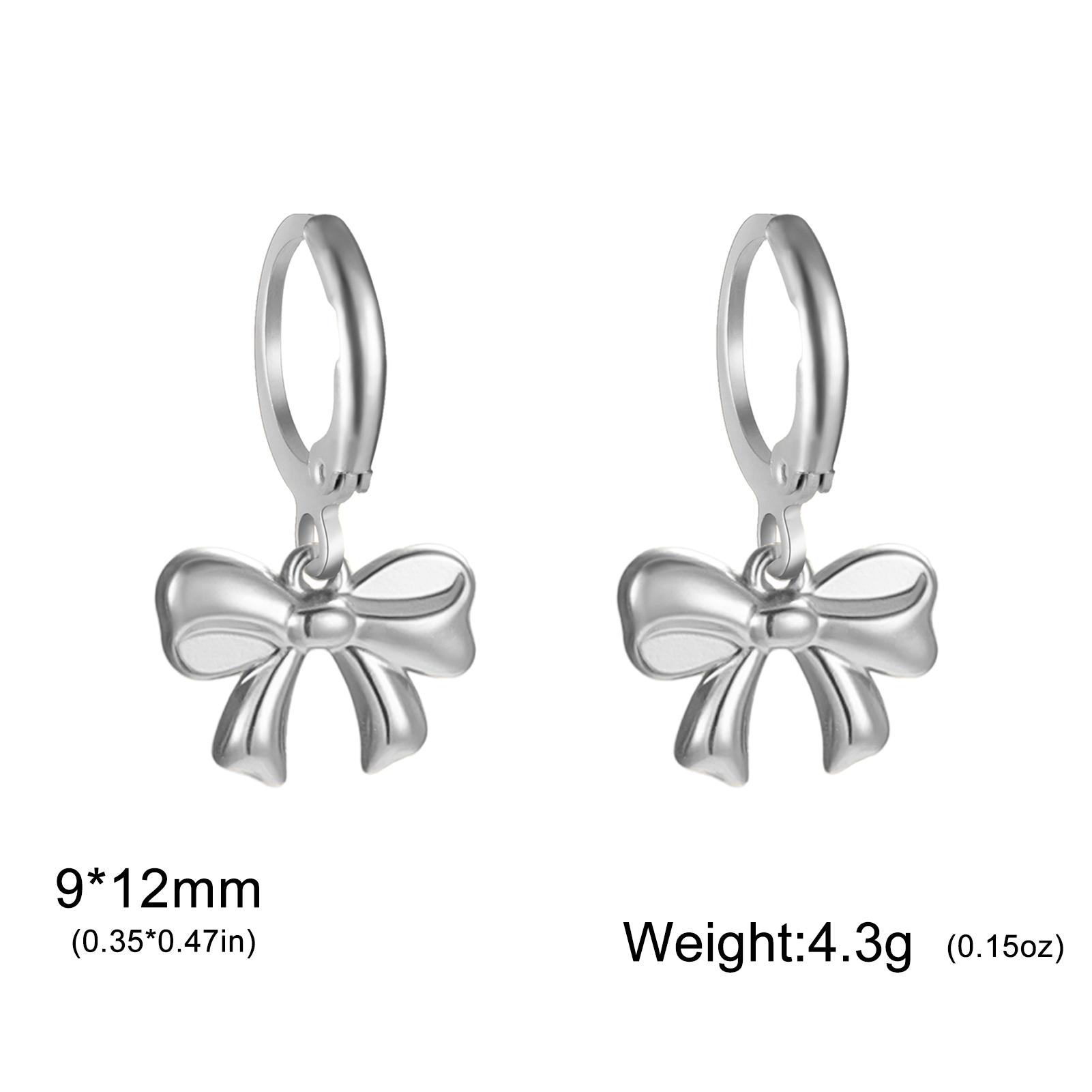 

Teamer Bowknot Pendant Earrings Stainless Steel Hoop Earrings Summer Sweet Cute Style Fashion Jewelry For Women Girls 2026 New