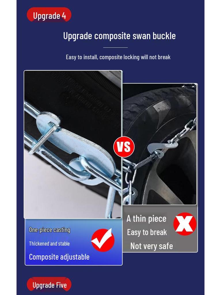 Universal Car Tire Anti-Skid Chains for Sedans, SUVs, Trucks, Off-Road Vehicles, Vans, and Small Cars