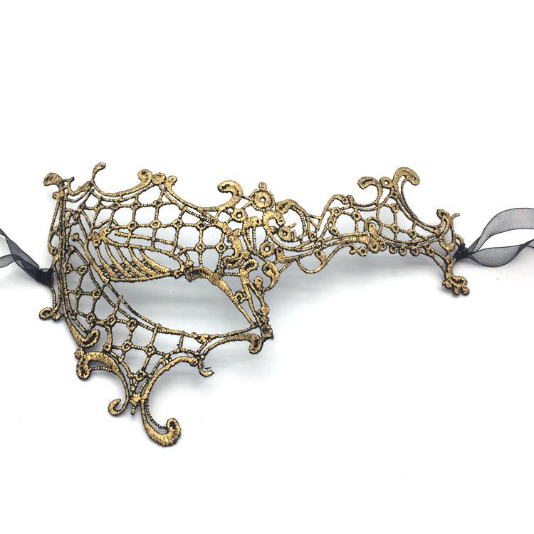 

Lace Half Face Mask For Adults With Metallic Tones For Halloween Party Cosplay Gold