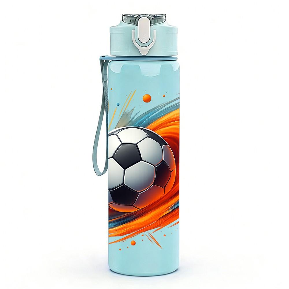 1PC Dynamic Soccer Ball 750ml Color Plastic Sports Water Bottle Leakproof Flip Straw Lid Suitable for Sports Office Home Use