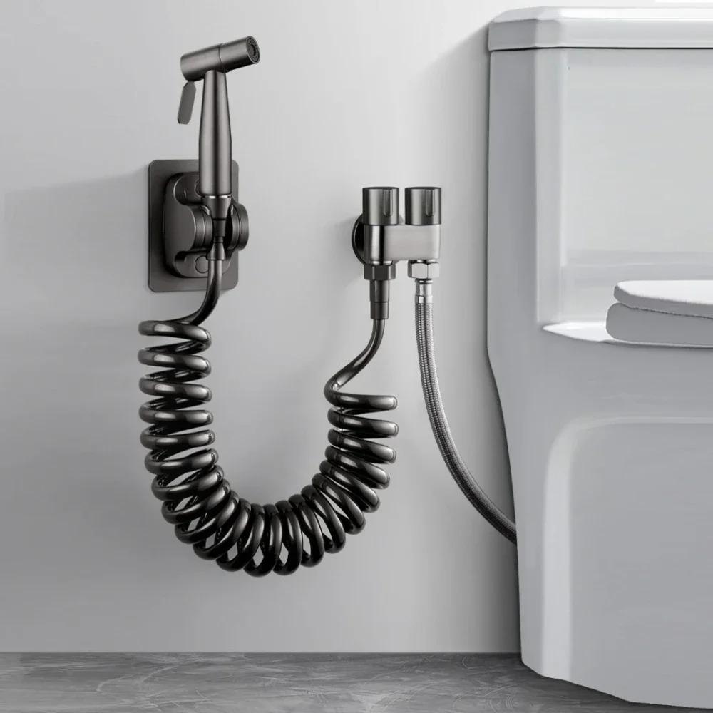 Handbrause für Toilette, Bidet, Wasserhahn, Sprayer, Edelstahl, Badezimmer-Bidet, Sprayer-Set, Handbrause, Duschkopf, selbstreinigend, ohne Schlag