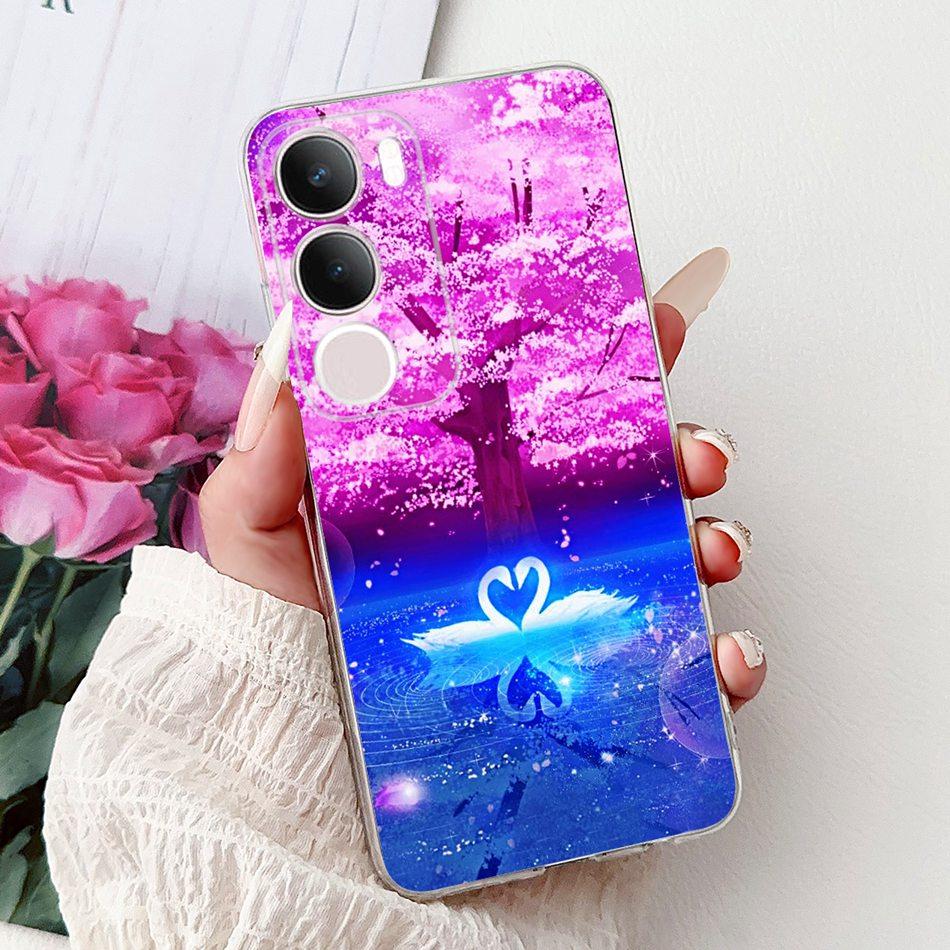 For Vivo Y19S V2419 Elegant Floral Butterfly Painting Phone Case For Vivo Y19s Y 19S 4G Soft Silicone TPU Cases