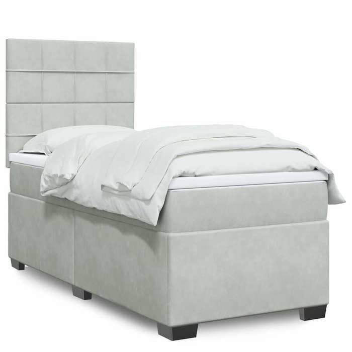 Maison Exclusive - Sommier à lattes de lit et matelas Gris clair 100x200cm Velours