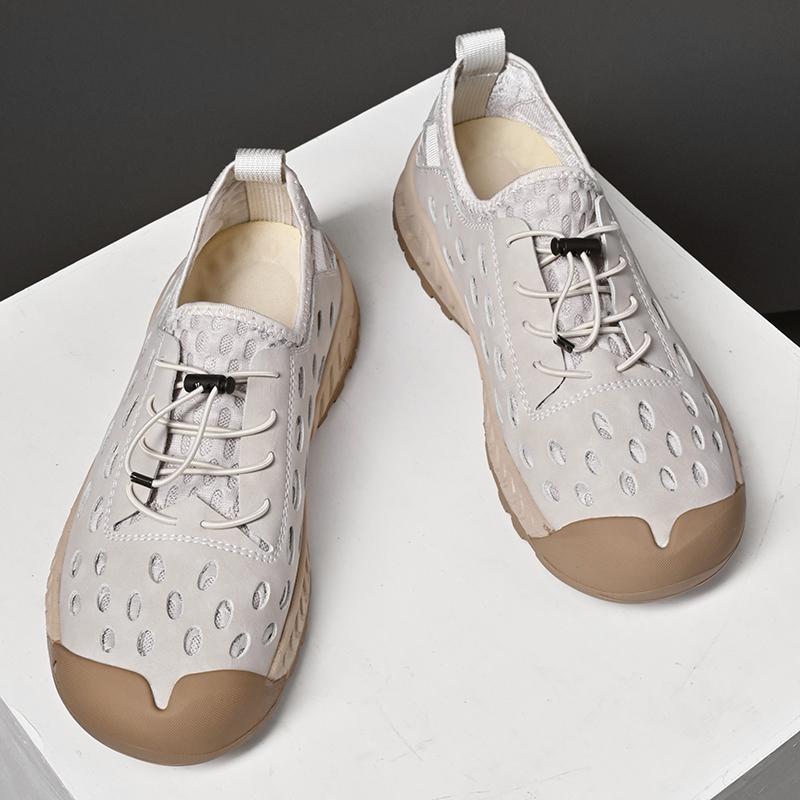 38-46 Summer Men's Large Handcrafted Mesh Breathable Hole Shoes Outdoor Casual Running Shoes Hiking Shoes