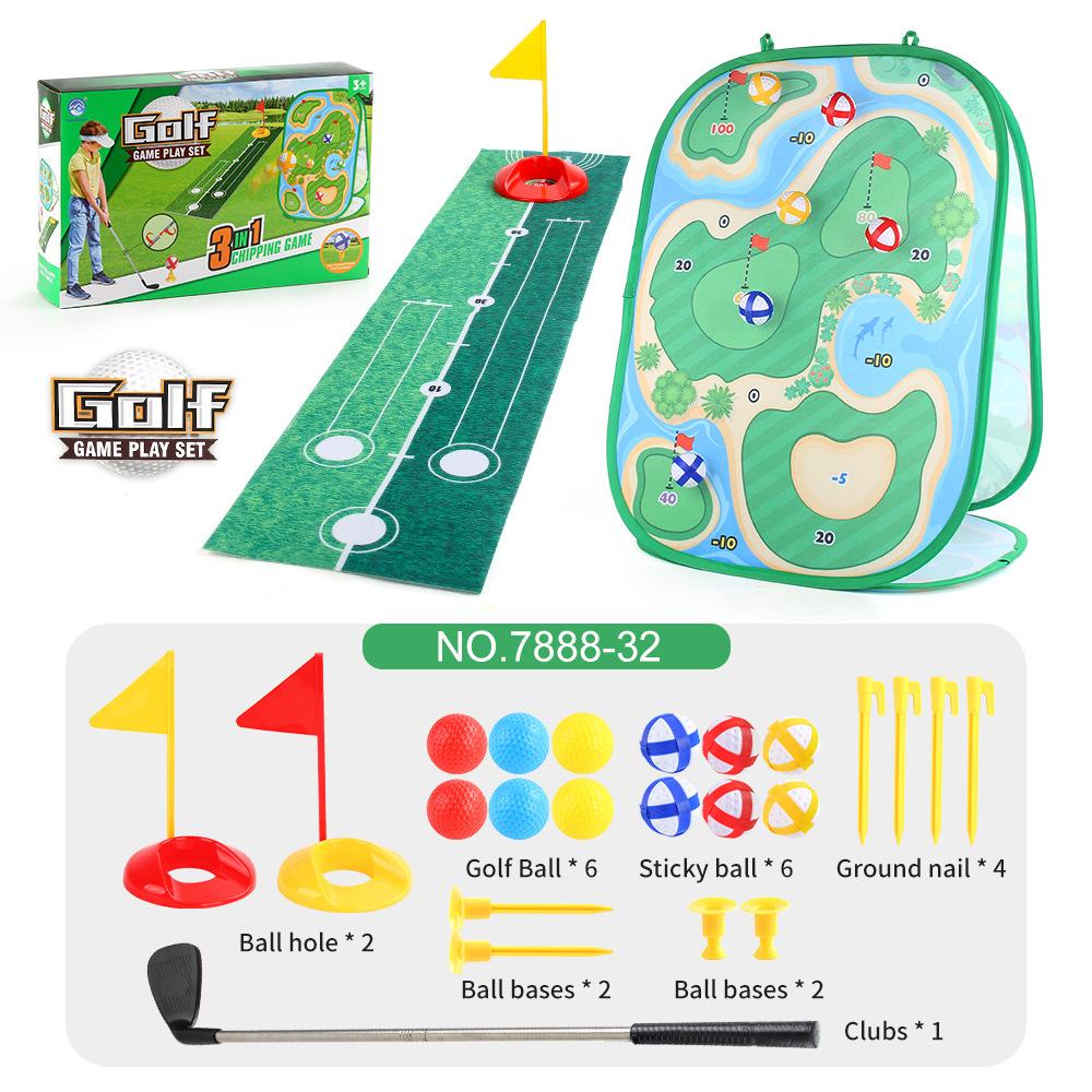 3-In-1 Golf Game Mat, Throwing & Hitting Practice Set, Portable Golf Training Kit