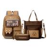 Capybara Student Backpack Set: Three-Piece Reflective Cartoon Bag for Girls and Men