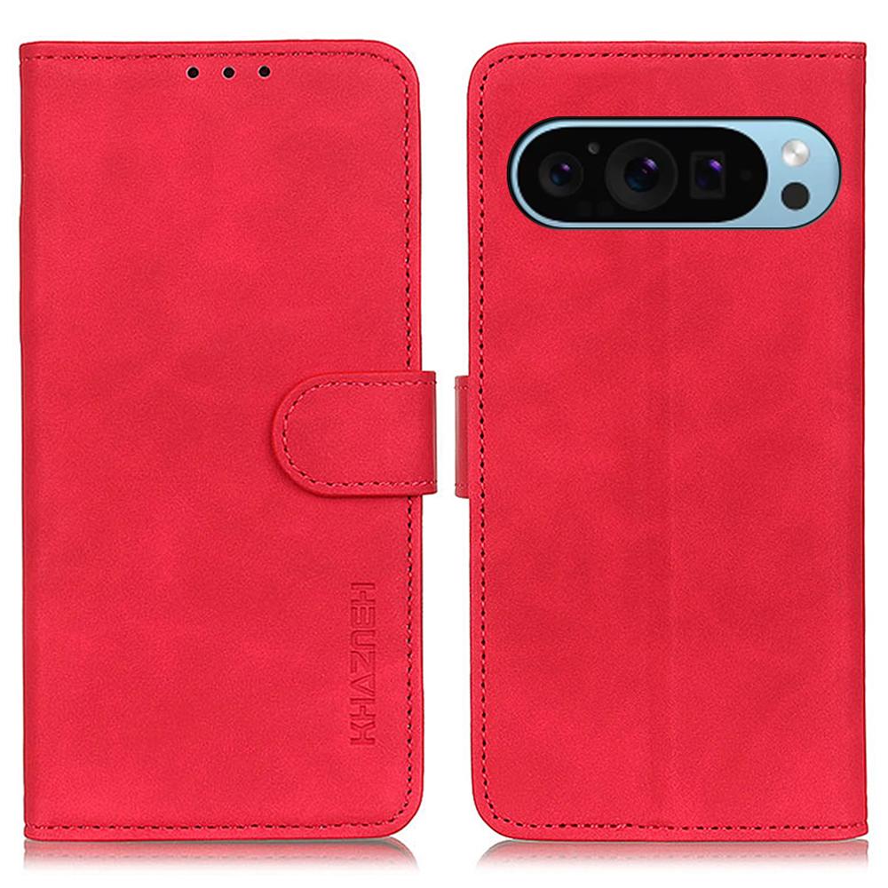 KHAZNEH For Google Pixel 10 Pro/10/9 Pro/9 Case Retro PU Leather Full Body Shockproof Stand Phone Cover