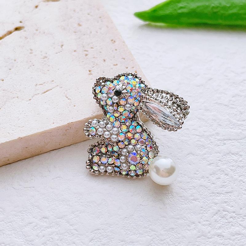 

Exquisite Lovely Simulated Pearl Rabbit Brooch Women Fashion Animal Accessories Party Gifts белый