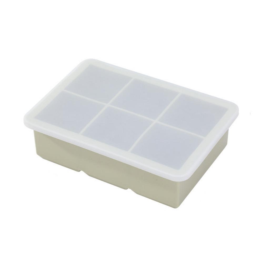 Silicone Large Ice Cube Tray 6/8 Grids Square Ice Mold Grid freezing Ice Cube Maker Drinking Tool 6 Grids Green