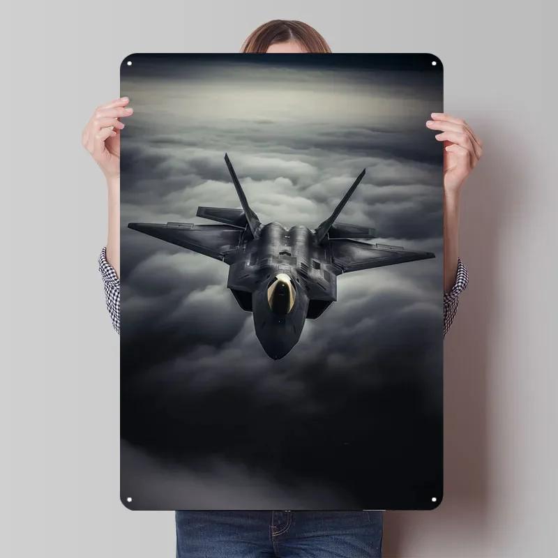 F22 Raptor Tinplate Sign Airplane Poster Decoration Living Room Decor Men Custom Metal Signs for Wall Art Decoration Retro Home