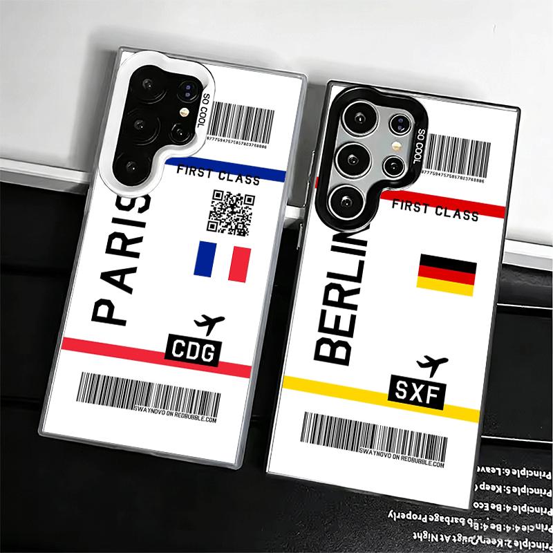Travel Air Ticket Label Shockproof Phone Case for Samsung Galaxy S26 Edge S25 Ultra S24 FE S23 Plus S21 Cover Anti Fall Fundas